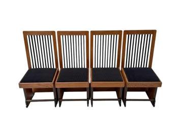 Four Art Deco Modernist High Back Dining Chairs by Architect Caspers, 1920s